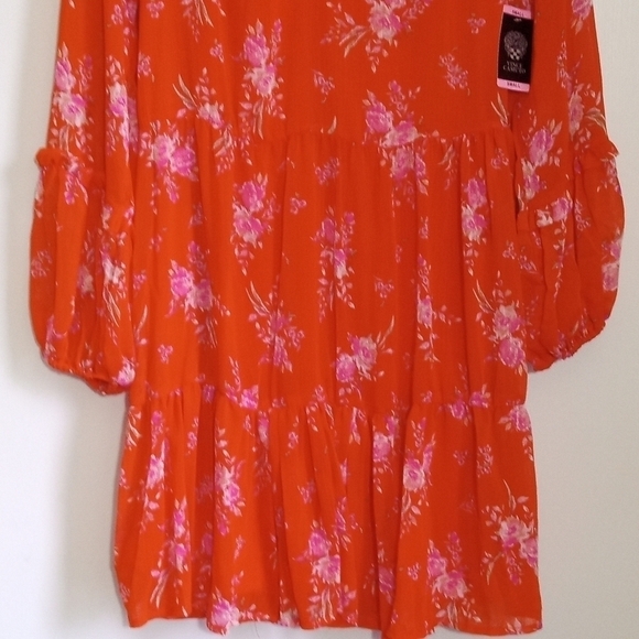 Vince Camuto orange/pink boho flouncy ruffle mini dress women's size small/mediu - Picture 2 of 11